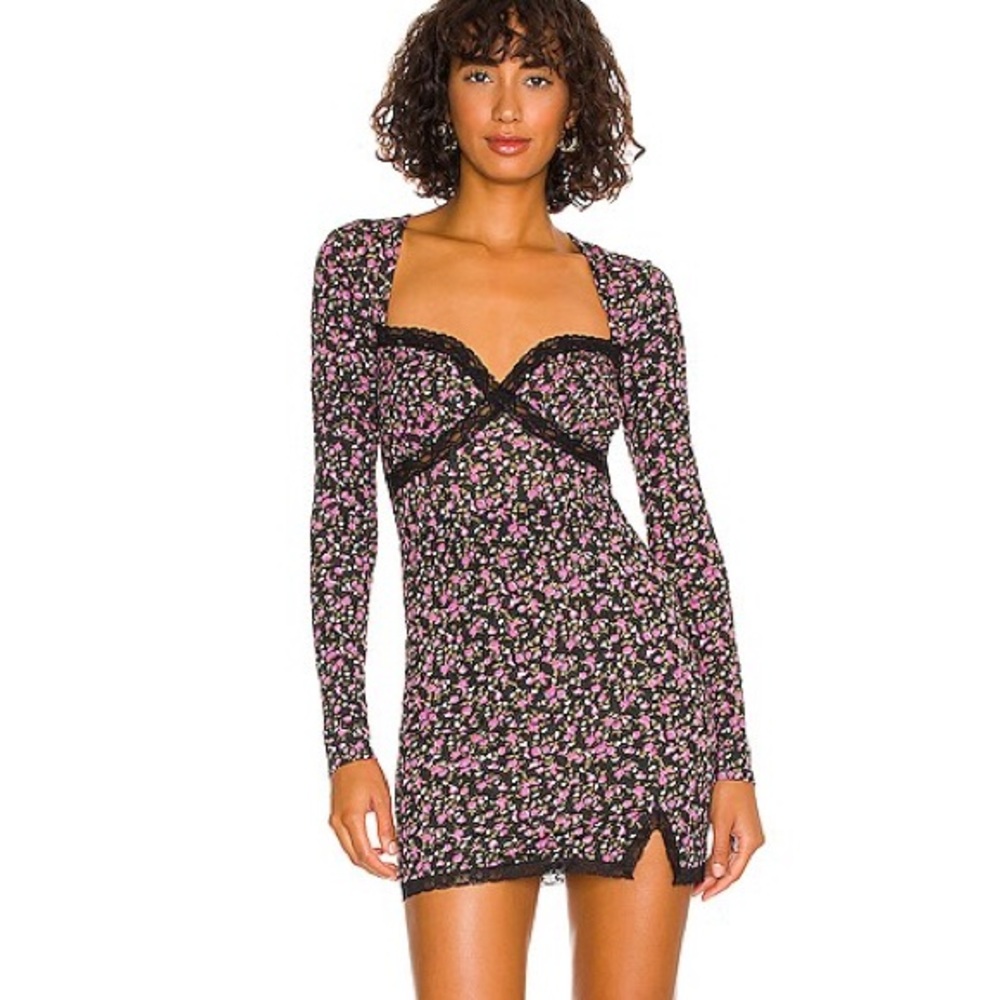 MAJORELLE Floral Long Sleeve Bodycon Mini Dress